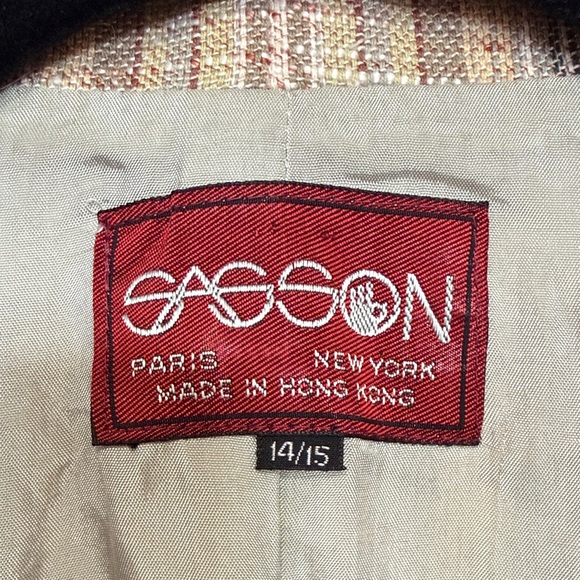 Vintage Sasson Women's Striped Tan Blazer - Picture 3 of 4